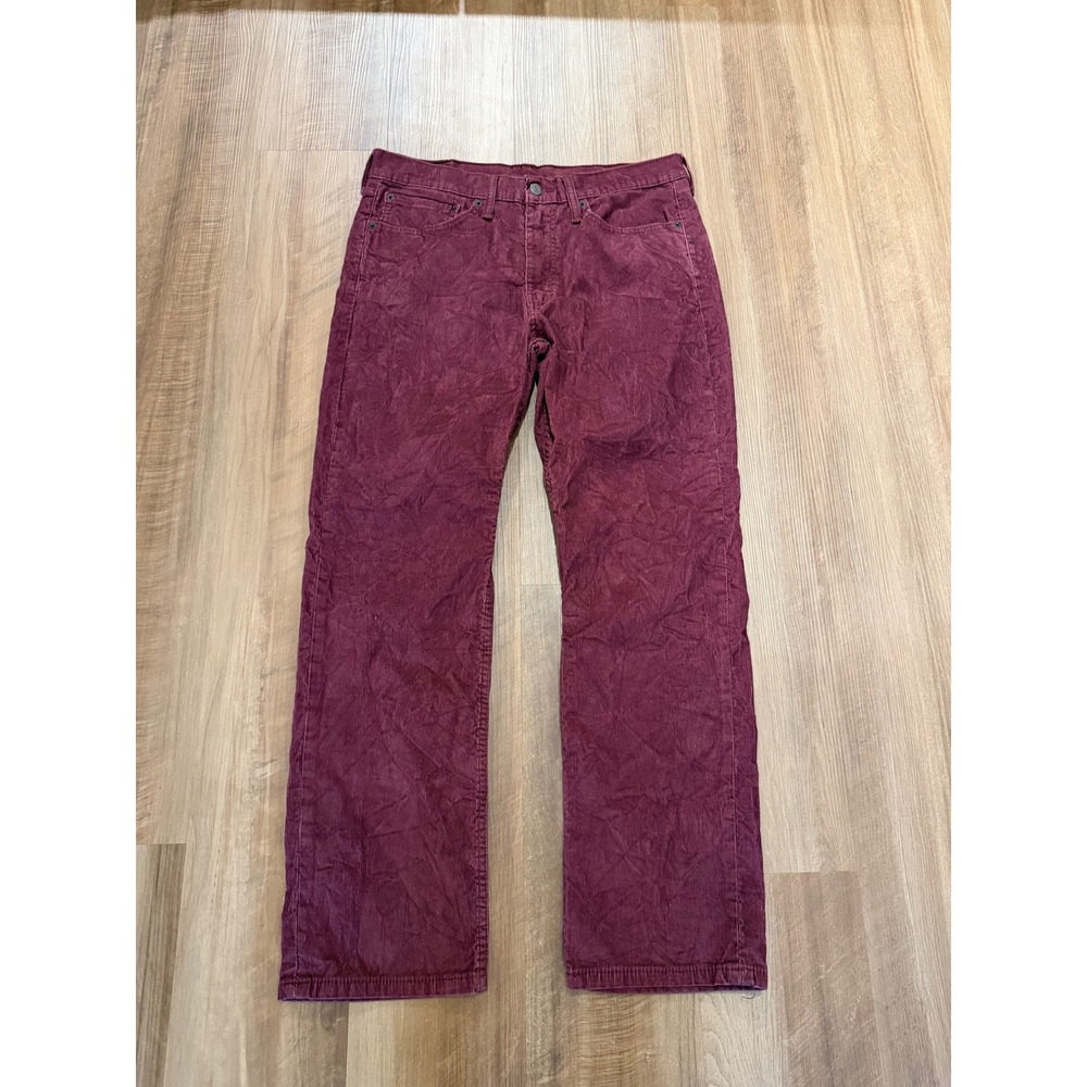 Levi's 514 Straight Fit Corduroy Pants Mens W34 L30 Burgundy Maroon Cords